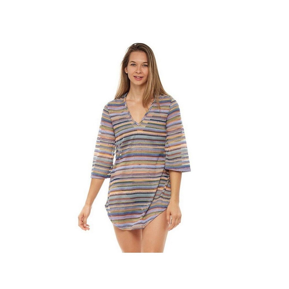 Elif by Jordan Taylor Pastel Striped V-Neck Swim Cover-Up